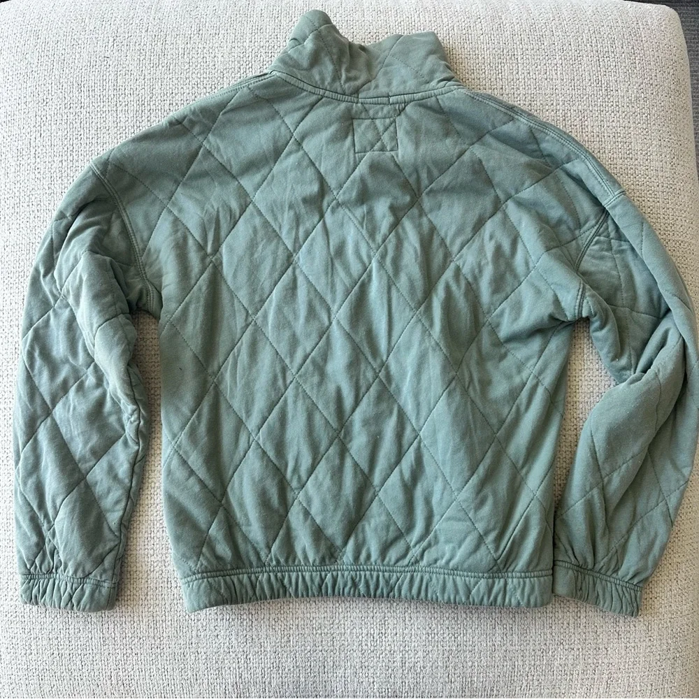Abercrombie & Fitch Green Quilted Quarter-Zip Size M - Picture 4 of 4